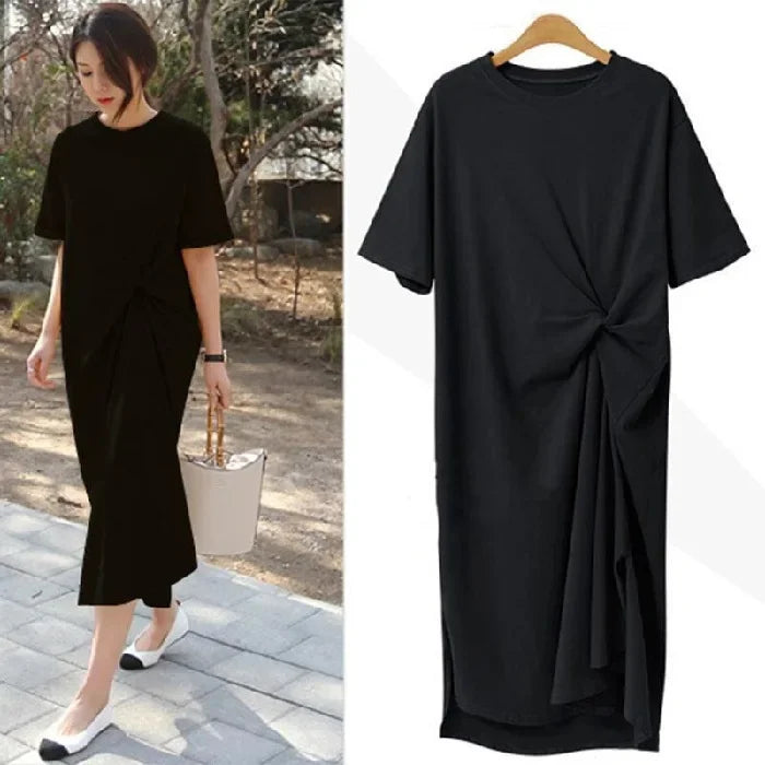 2023 Summer New Casual Loose-Fit Long T-Shirt Dress Plus Size French Niche Dress Wholesale For Fashion Retail