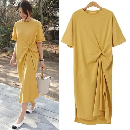 2023 Summer New Casual Loose-Fit Long T-Shirt Dress Plus Size French Niche Dress Wholesale For Fashion Retail