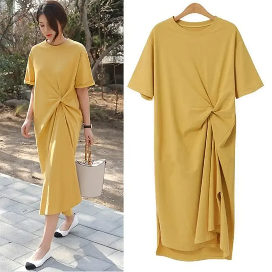 2023 Summer New Casual Loose-Fit Long T-Shirt Dress Plus Size French Niche Dress Wholesale For Fashion Retail